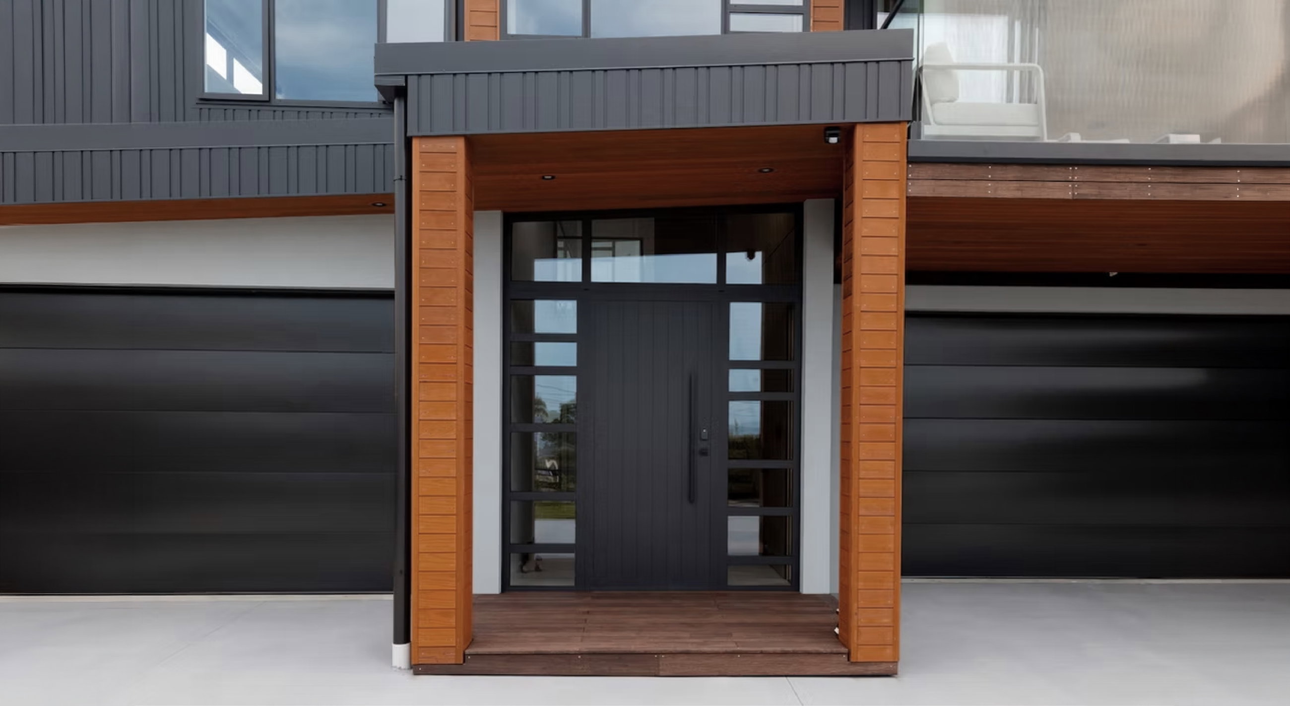 A Fairview entrance door installation on a modern home