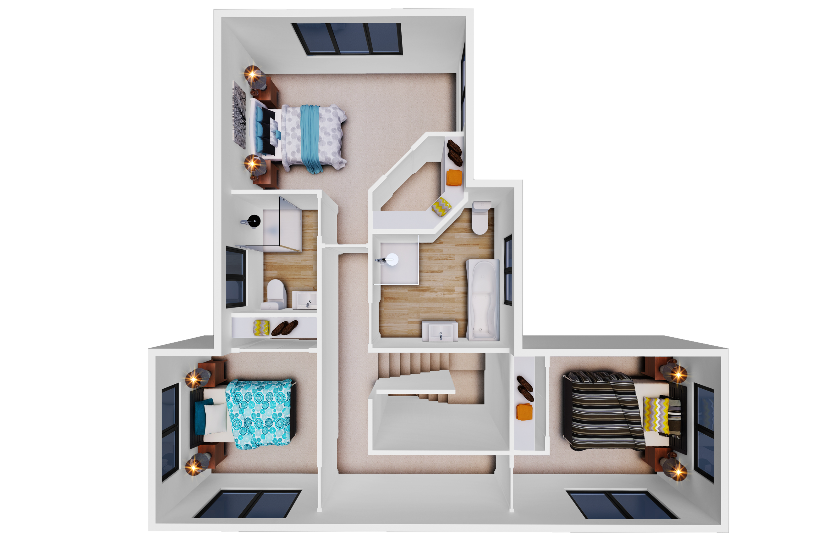 NZ 202 Punakaiki 3D Floor Plan Upper