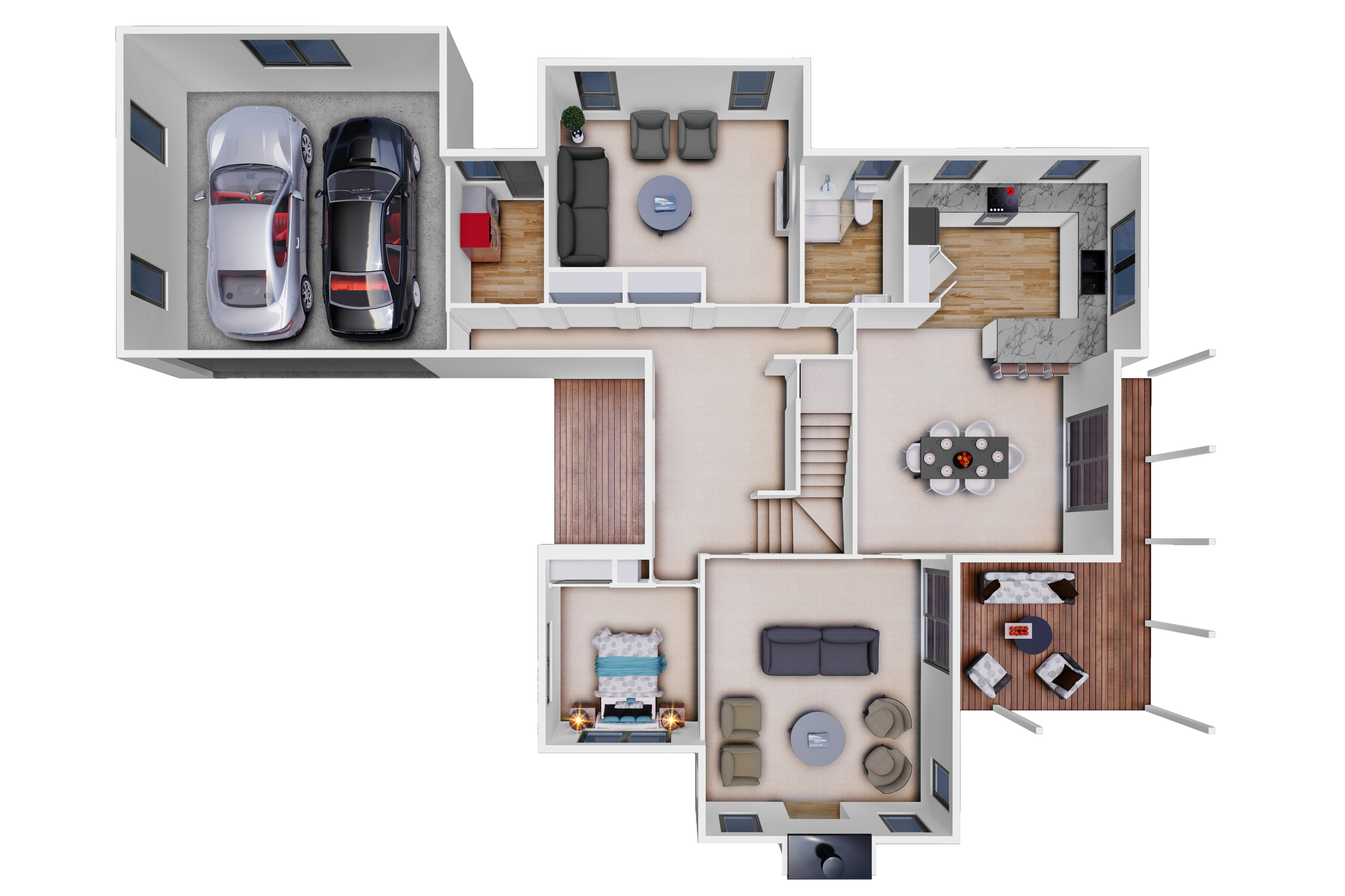 NZ 254 Fiordland 3D Floor Plan Ground
