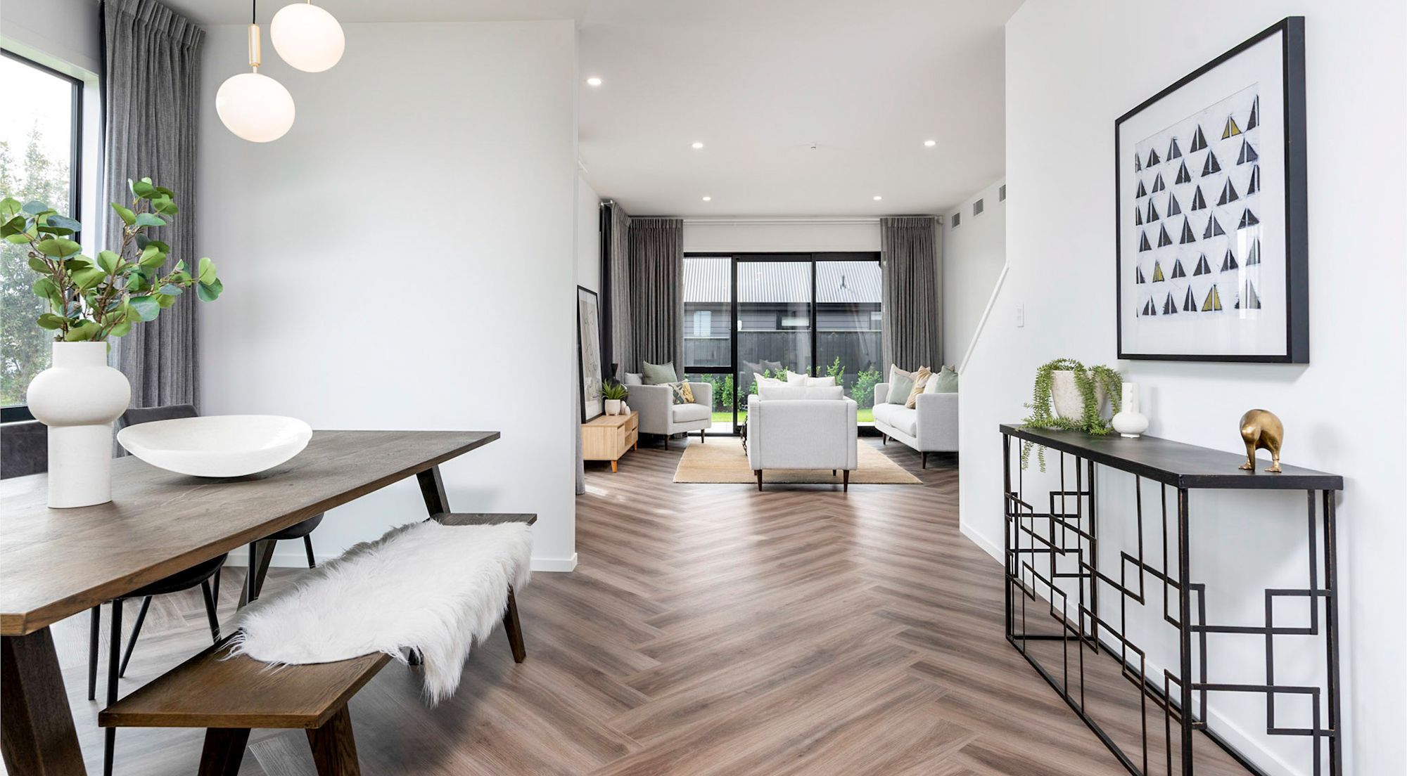herringbone flooring dining room paerata rise home