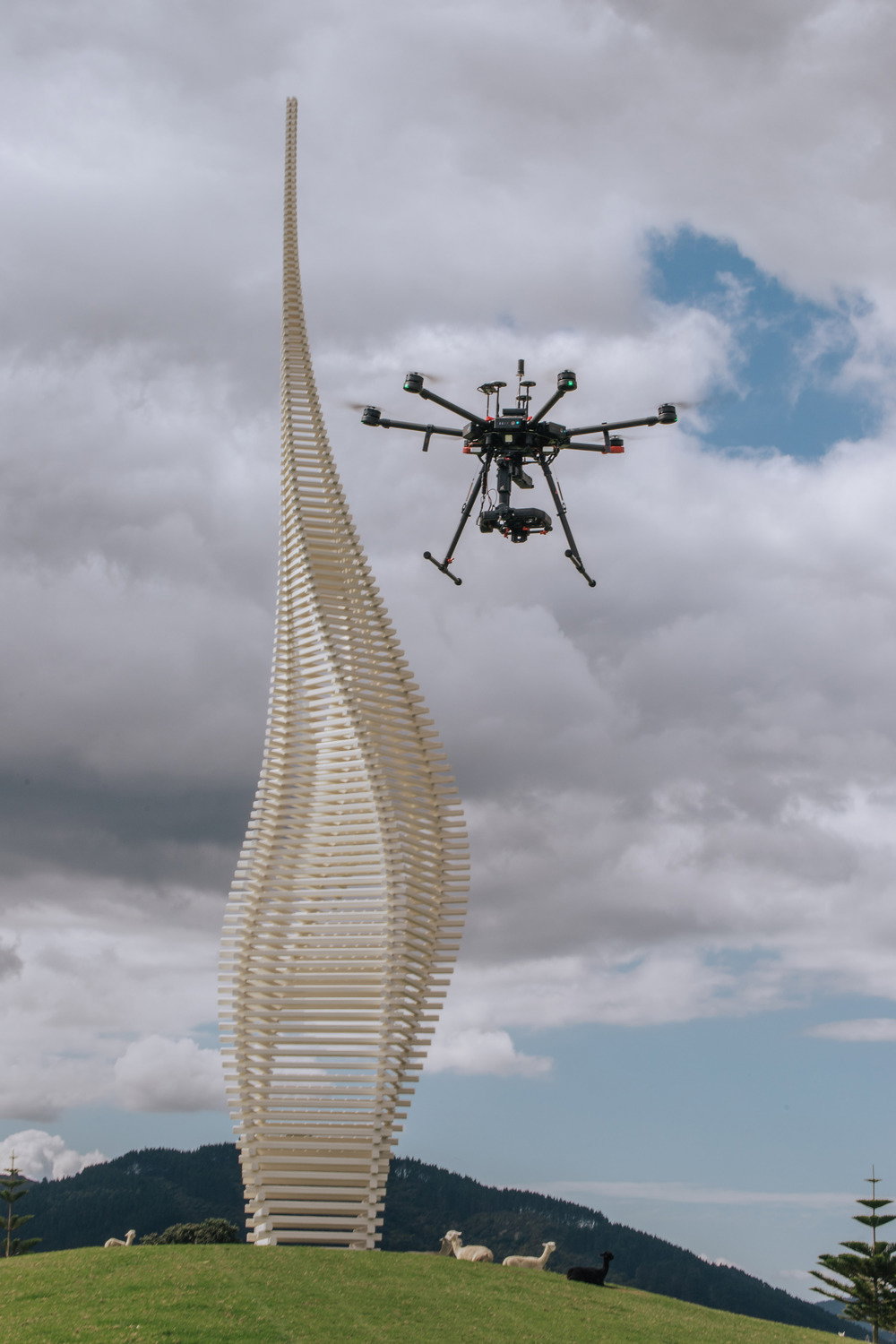 Image of outdoor sculpture and drone