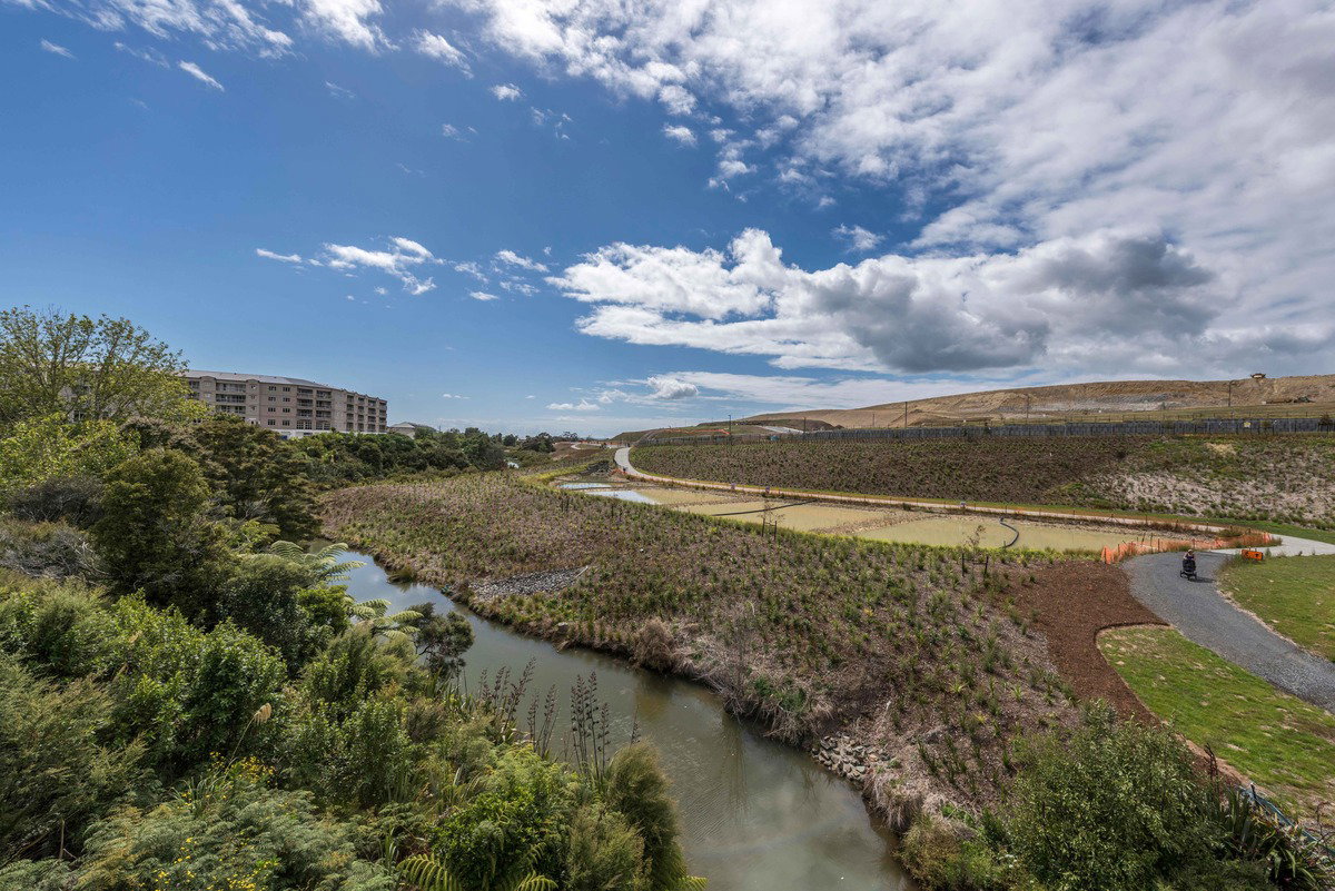 Image of a development water ways and shrubs
