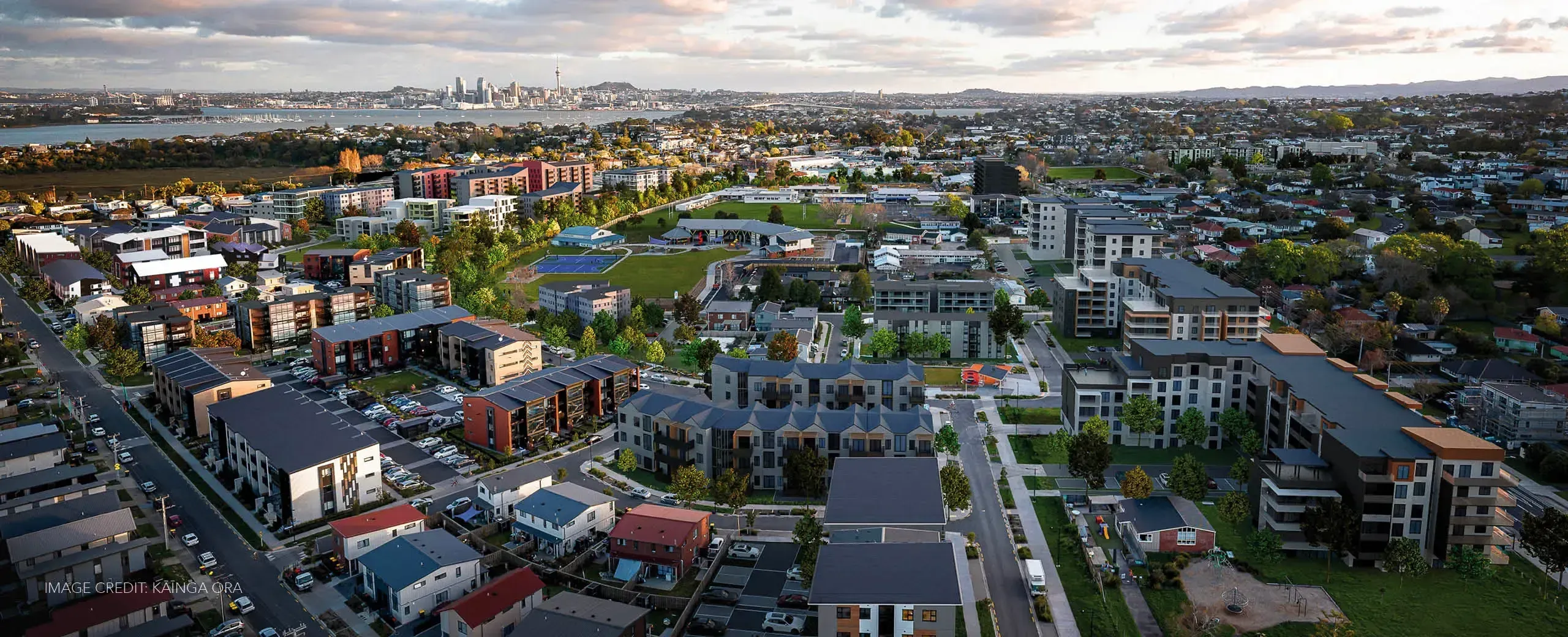 Aerial view of land development