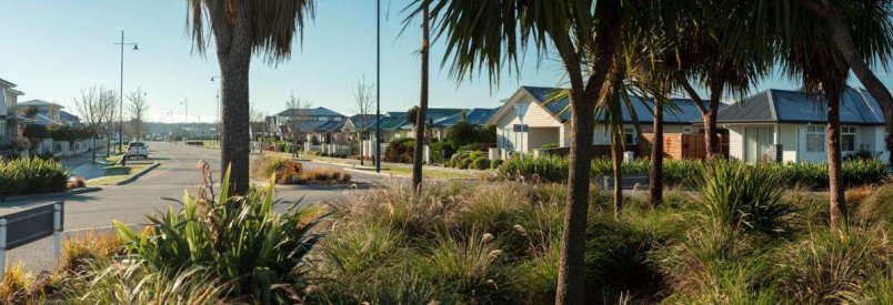 Image of Pegasus housing with palm trees in the foreground